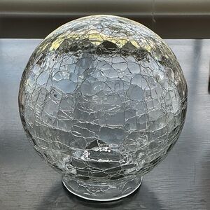 Clear Crackle Glass REPLACEMENT Globe Lampshade Nick On Fitter Rim Edge Vintage